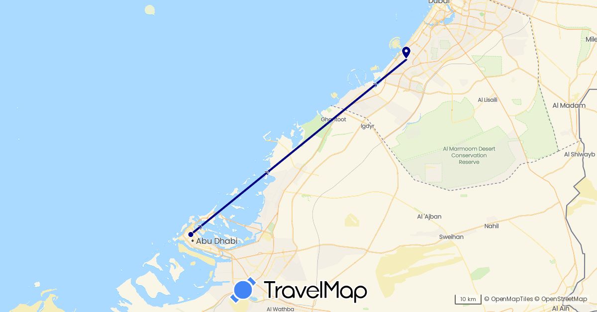 TravelMap itinerary: driving in United Arab Emirates (Asia)